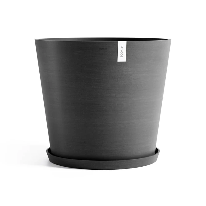 Pot amsterdam d70cm donkergrijs met schotel, Ecopots, tuincentrumoutlet.com