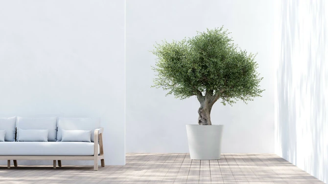 Pot amsterdam d70cm puur wit sfeerbeeld, Ecopots, tuincentrumoutlet.com