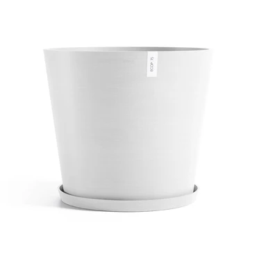 Pot amsterdam d70cm puur wit met onderschotel, Ecopots, tuincentrumoutlet.com