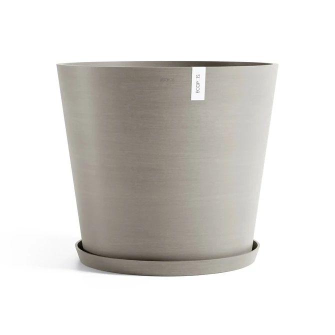 Pot amsterdam d70cm taupe met schotel, Ecopots, tuincentrumoutlet.com