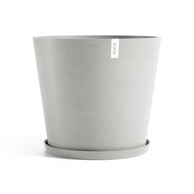 Pot amsterdam d70cm witgrijs met schotel, Ecopots, tuincentrumoutlet.com