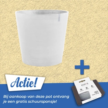 Pot Amsterdam Wheels Ø 80 cm Pure White actie, Ecopots, Tuincentrum Outlet