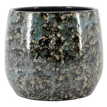 Pot bejo d38h31cm blauw/zwart - afbeelding 1