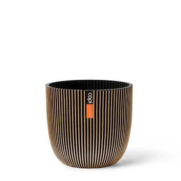 Pot bol groove d29,5h27cm zwart/goud