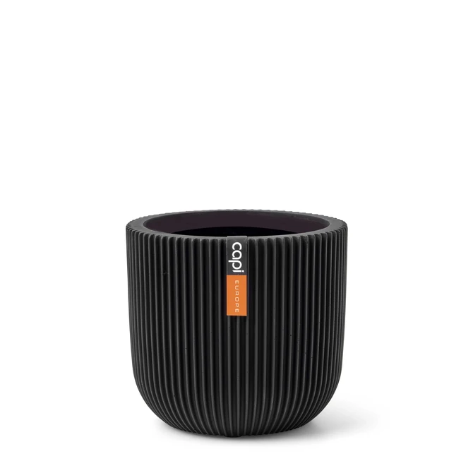 Pot bol groove d8h7cm zwart, capi, www/tuincentrumoutlet.com