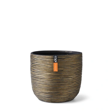 Pot bol rib 14x12 goud zwart, Capi Europe, tuincentrumoutlet