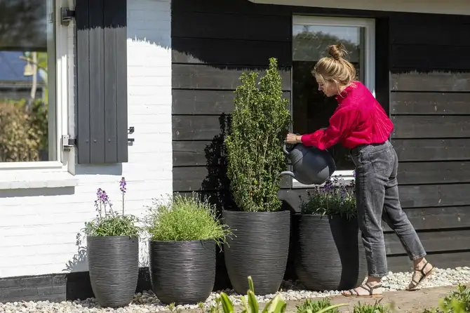 Planter ball Rib NL 43x41 black sfeer, Capi Europe, tuincentrumoutlet