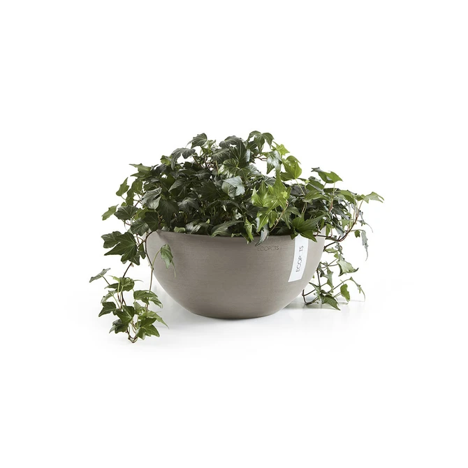 Pot brussels d35cm taupe met plant, Ecopots, tuincentrumoutlet.com