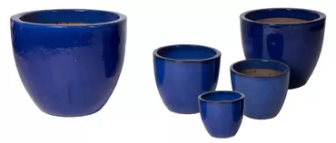 Pot egg d60h50cm blauw, mega collections, collectie Tuincentrumoutlet.com