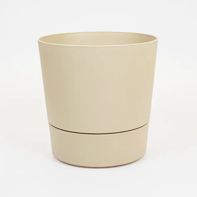 Pot foss d30cm paddenstoel beige met wielen, Elho, tuincentrumoutlet.com
