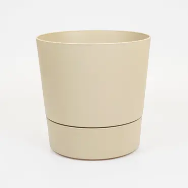 Pot foss d30cm paddenstoel beige met wielen, Elho, tuincentrumoutlet.com