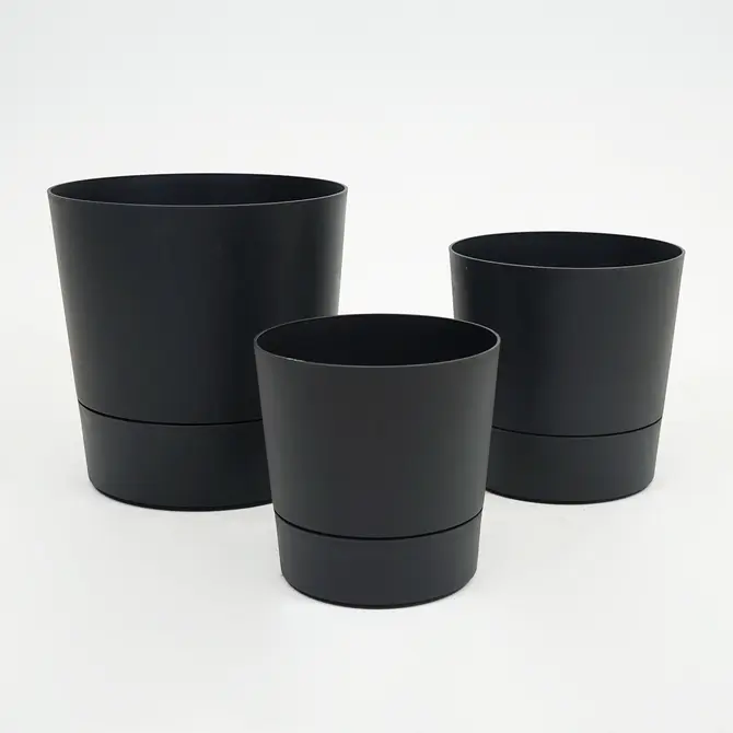 Pot foss d35cm living black met wielen combinatie, Elho, tuincentrumoutlet.com