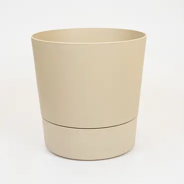 Pot foss d35cm paddenstoel beige met wielen. Elho, tuincentrumoutlet.com