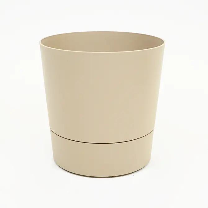Pot foss d43cm paddenstoel beige met wielen, Elho, tuincentrumoutlet.com