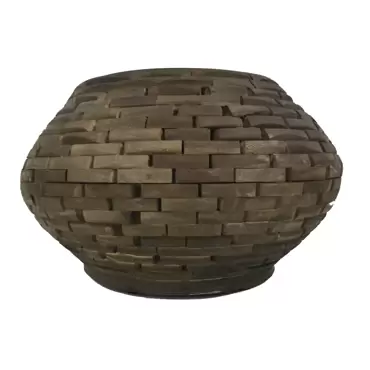 Pot leuca rond Ø39 H24 cm - donker bruin - afbeelding 3