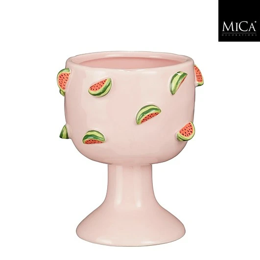 Pot op voet watermeloen lila - h16xd14,5cm