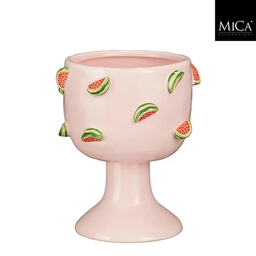 Pot op voet watermeloen lila - h16xd14,5cm