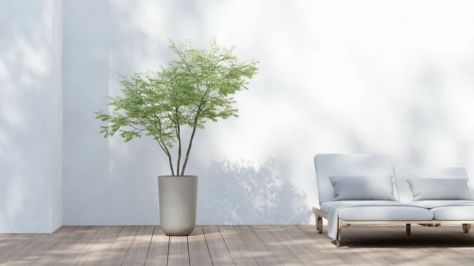 Pot oslo high d52cm taupe sfeerfoto, Ecopots, tuincentrumoutlet.com