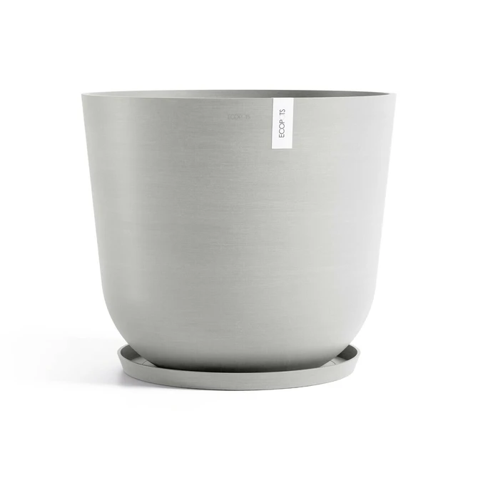 Pot oslo witgrijs d65cm met schotel, Ecopots, tuincentrumoutlet.com
