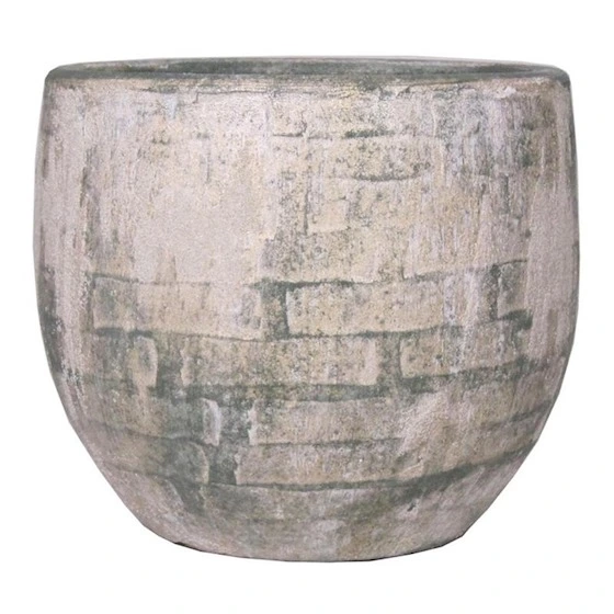 Pot Steef d16h14cm creme groen