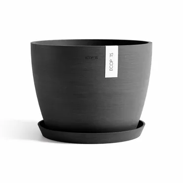 Pot stockholm 40cm d.grijs met schotel, Ecopots, tuincentrumoutlet.com