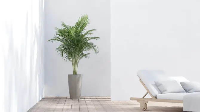 Pot stockholm high h60cm taupe sfeerbeeld, Ecopots, tuincentrumoutlet.com