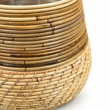 Pot streep lombok d31h29cm naturel detail, Van der Leeden, Tuincentrumoutlet.com
