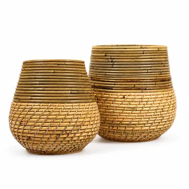 Pot streep lombok d31h29cm naturel set , Van der Leeden, Tuincentrumoutlet.com