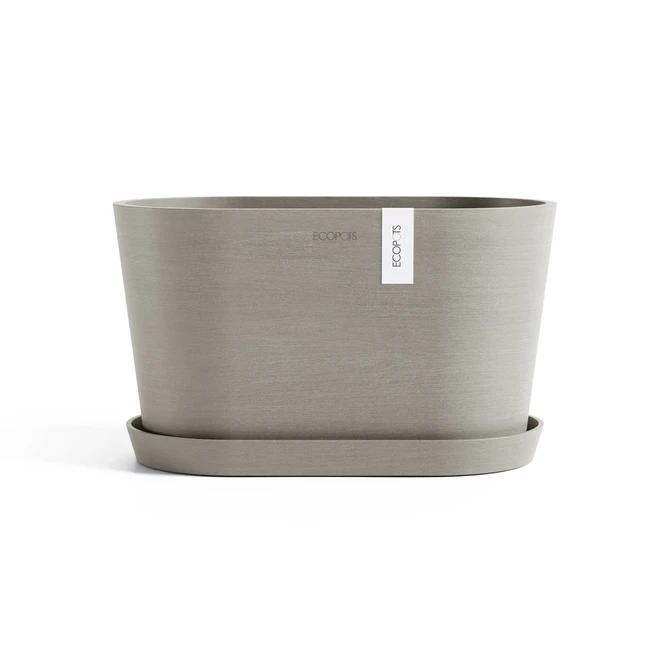 Tokyo 30 Taupe met onderschotel, Ecopots, tuincentrumoutlet.com