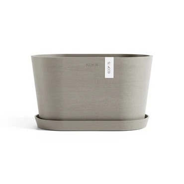 Tokyo 30 Taupe met onderschotel, Ecopots, tuincentrumoutlet.com