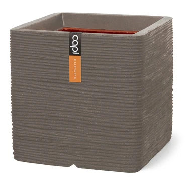 Pot vierkant Rib NL 50x50x50 warm taupe, Capi Europe, tuincentrumoutlet