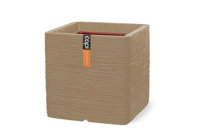 Pot vk rib nl 40x40x40cm beige, Capi Europe, tuincentrumoutlet.com