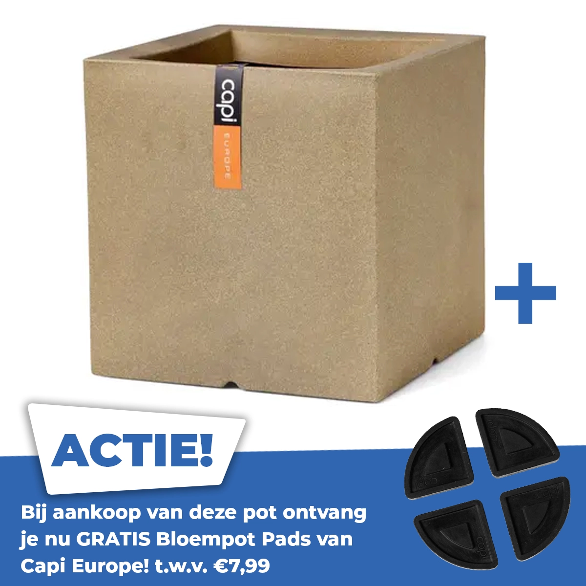 Pot vk smooth nl 50x50x50cm beige - Tuincentrum Outlet