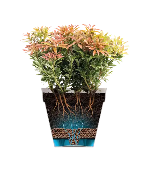 loft urban rond wielen 60cm wit details, Elho, tuincentrumoutlet