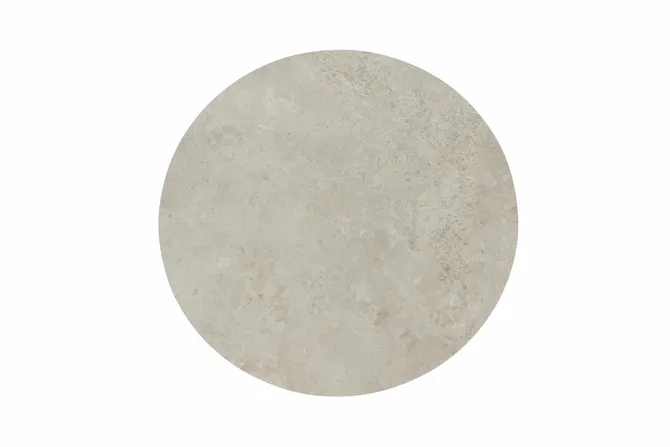 Prado ⌀130cm latte met 4x Calma dining stoel detail tafelblad, 4 Seasons Outdoor, tuincentrumoutlet.com