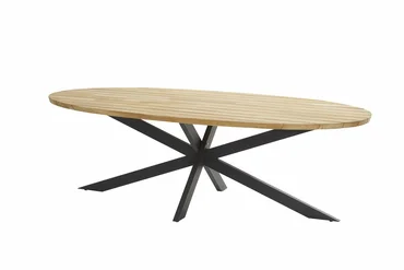 Prado dining table ellips 240 X 115 cm. Natural teak Anthracite, 4 Seasons Outdoor, Tuincentrum Outlet