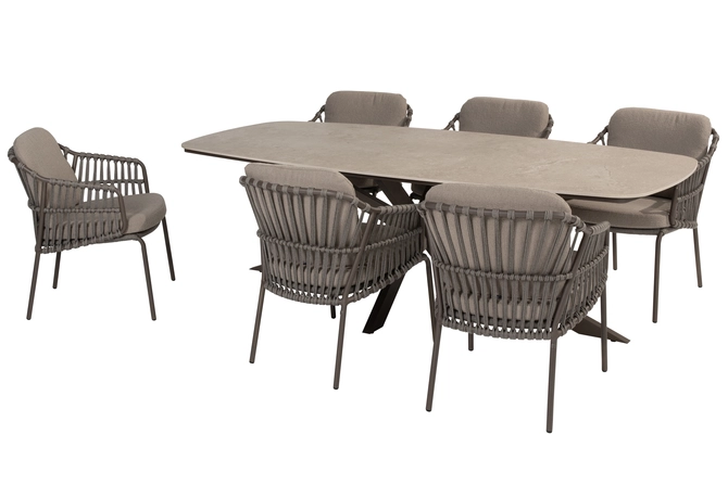 Prado tafel 240x105x75 cm met 6 Capalbio stoelen, 4 Seasons Outdoor, tuincentrumoutlet.com
