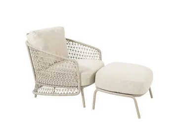 Puccini loungeset met salontafels en voetenbank stoel met voetenbank, 4 Seasons Outdoor, Tuincentrum Outlet