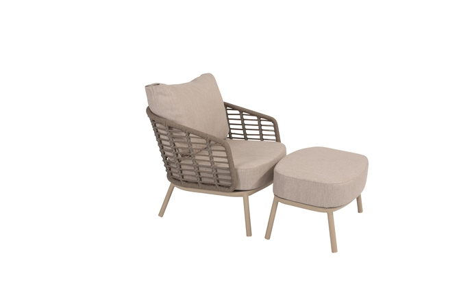 Puglia loungestoel incl. voetenbank, 4 Seasons Outdoor, tuincentrumoutlet.com