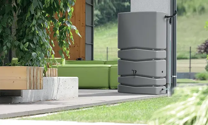 Regenton aqua tower 350l grijs sfeer, Vita, tuincentrumoutlet.com
