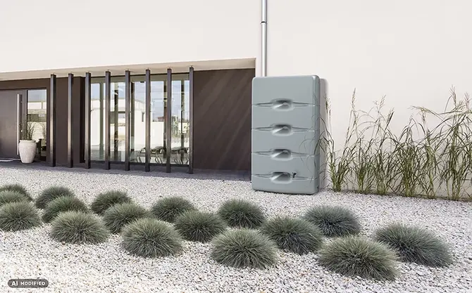 Regenton Aqua Wall 400 liter grijs sfeer, Vita, tuincentrumoutlet.com