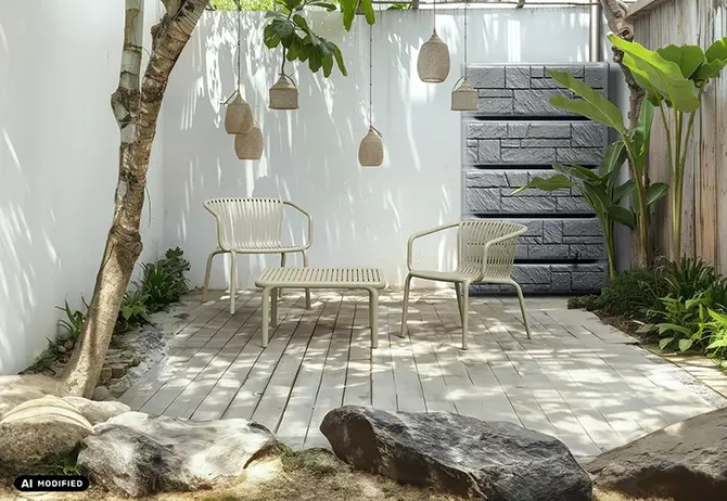 Regenton Gubo Wall Stone 400 liter grijs sfeer, Vita, tuincentrumoutlet.com