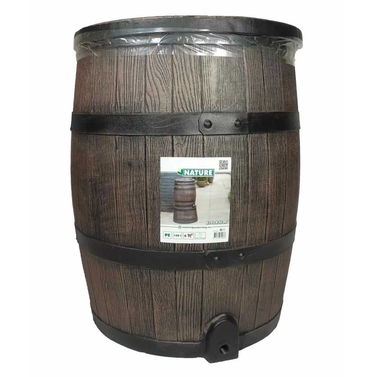 Eikenhouten regenton 200L met kraan old look