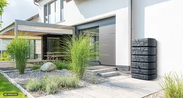Regenton Tower Stone 500 liter grijs sfeer, Vita, tuincentrumoutlet.com