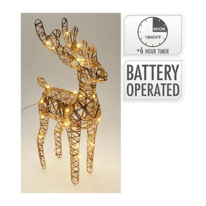 REINDEER 34CM MET LED CHAMPAGN