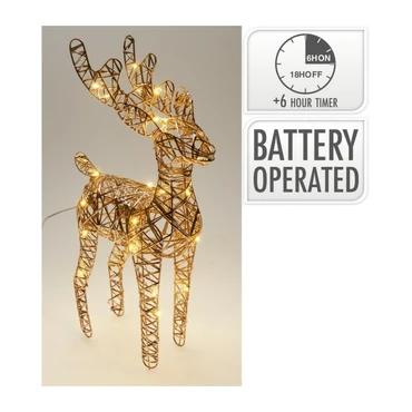 REINDEER 34CM MET LED CHAMPAGN