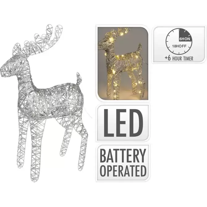 RENDIER 60CM 60 LED ZILVER www.tuincentrumoutlet.com