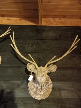 Rendierkop rotan l26b50h60cm grijs - afbeelding 1