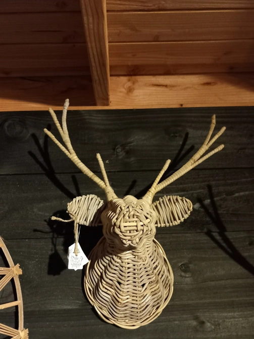 Rendierkop rotan l26b50h60cm grijs - afbeelding 2