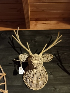 Rendierkop rotan l26b50h60cm grijs - afbeelding 2